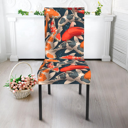 Koi Carp Pattern Print Dining Chair Slipcover