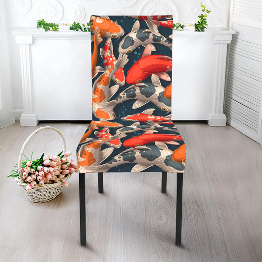 Koi Carp Pattern Print Dining Chair Slipcover