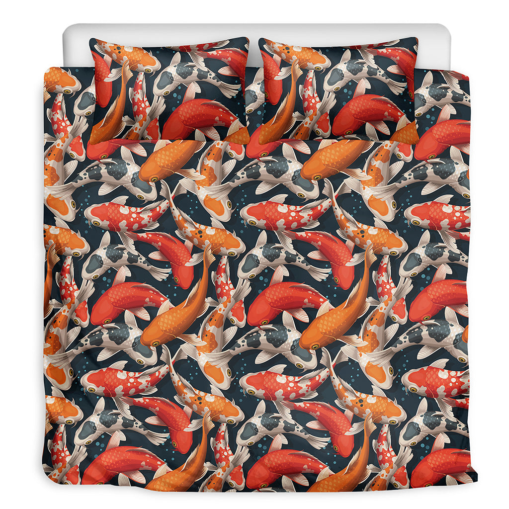 Koi Carp Pattern Print Duvet Cover Bedding Set