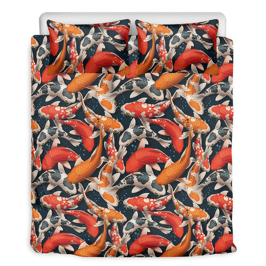 Koi Carp Pattern Print Duvet Cover Bedding Set