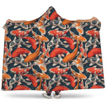 Koi Carp Pattern Print Hooded Blanket