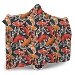 Koi Carp Pattern Print Hooded Blanket