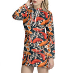 Koi Carp Pattern Print Hoodie Dress