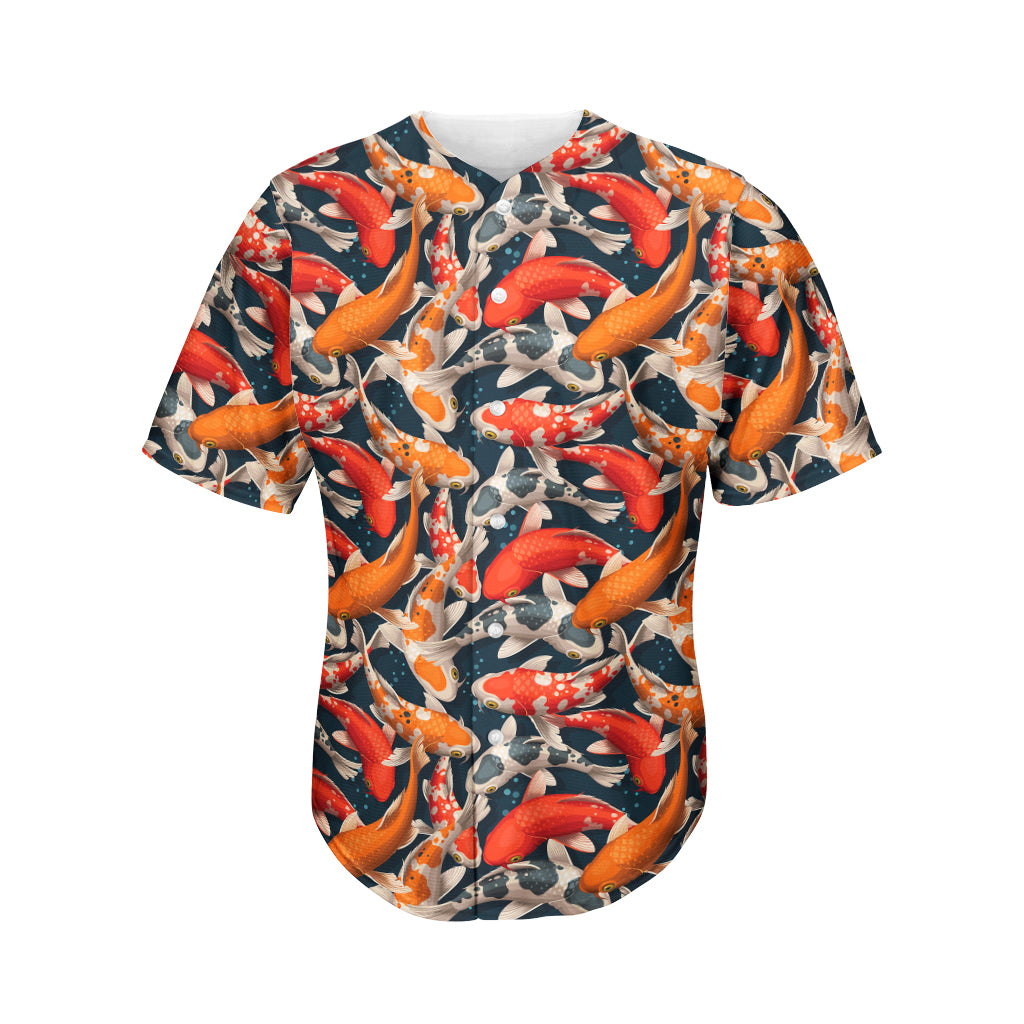 Koi Carp Pattern Print Men's Baseball Jersey