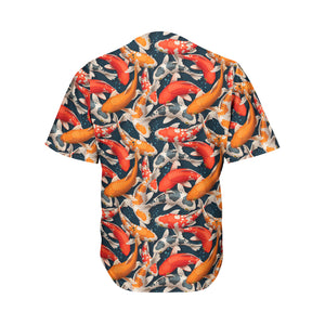 Koi Carp Pattern Print Men's Baseball Jersey