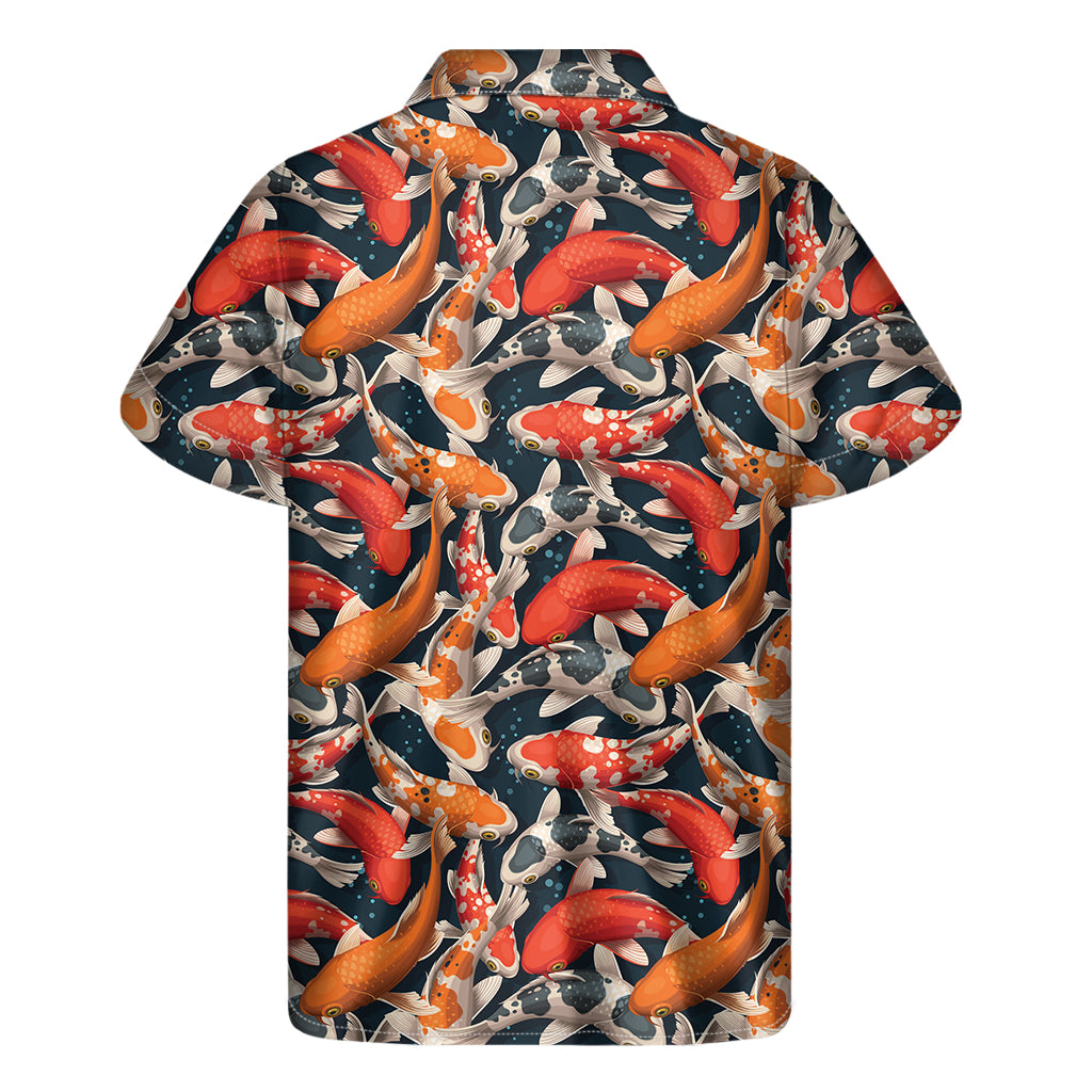 Koi Carp Pattern Print Men's Short Sleeve Shirt