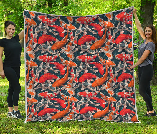 Koi Carp Pattern Print Quilt