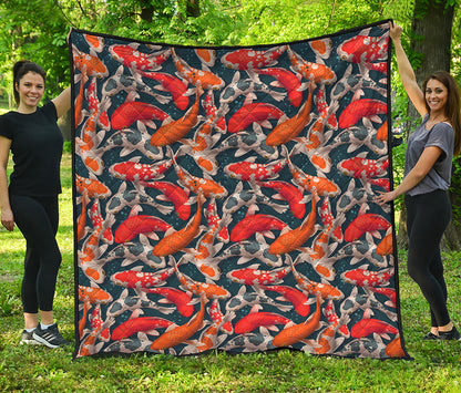 Koi Carp Pattern Print Quilt