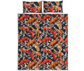 Koi Carp Pattern Print Quilt Bed Set