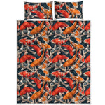Koi Carp Pattern Print Quilt Bed Set