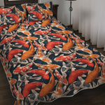 Koi Carp Pattern Print Quilt Bed Set