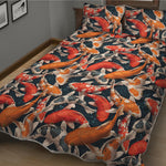 Koi Carp Pattern Print Quilt Bed Set