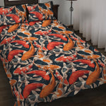 Koi Carp Pattern Print Quilt Bed Set