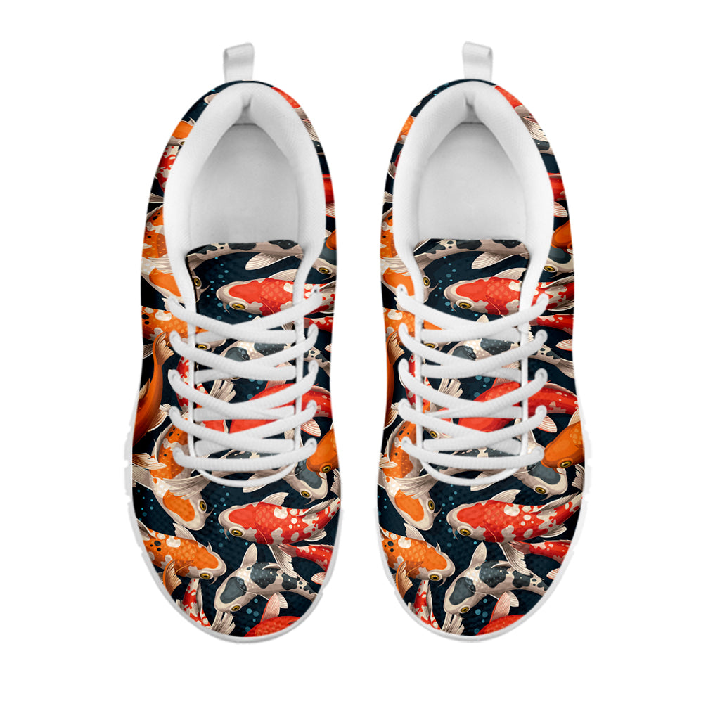 Koi Carp Pattern Print White Sneakers