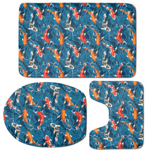 Koi Fish Pattern Print 3 Piece Bath Mat Set