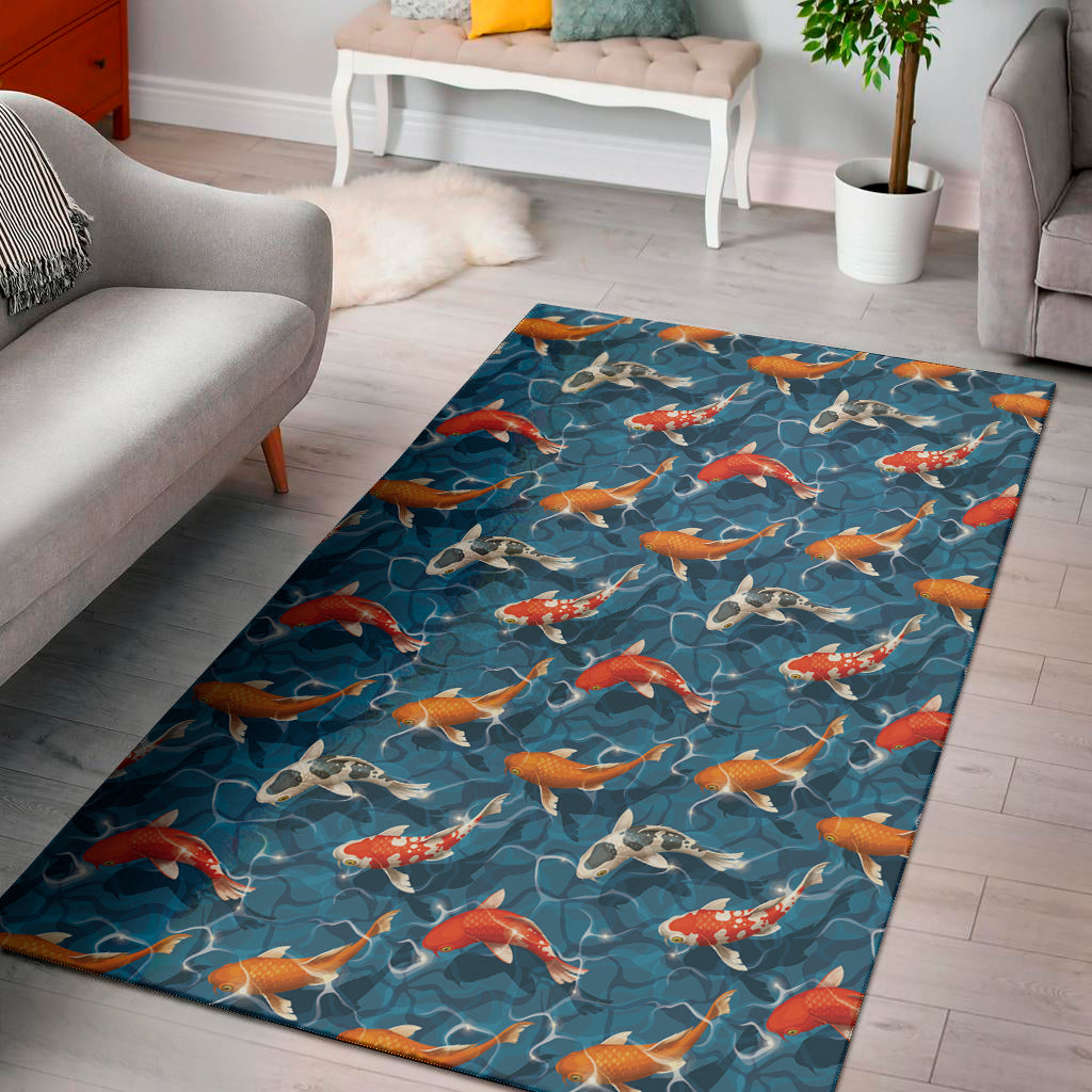 Koi Fish Pattern Print Area Rug