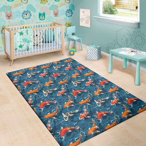 Koi Fish Pattern Print Area Rug