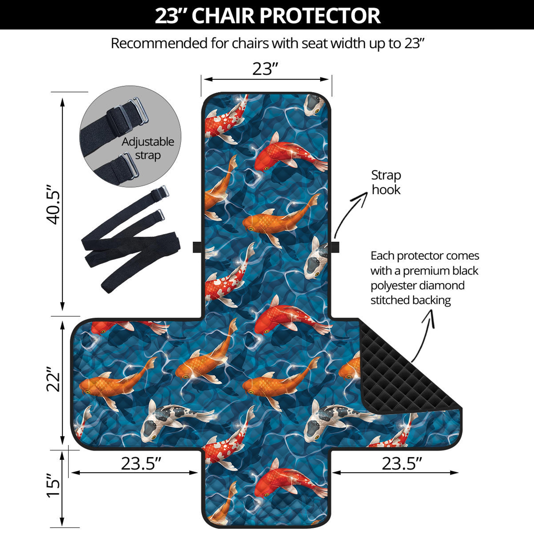 Koi Fish Pattern Print Armchair Protector