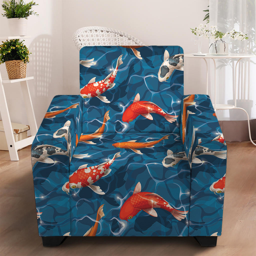 Koi Fish Pattern Print Armchair Slipcover