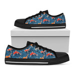 Koi Fish Pattern Print Black Low Top Shoes