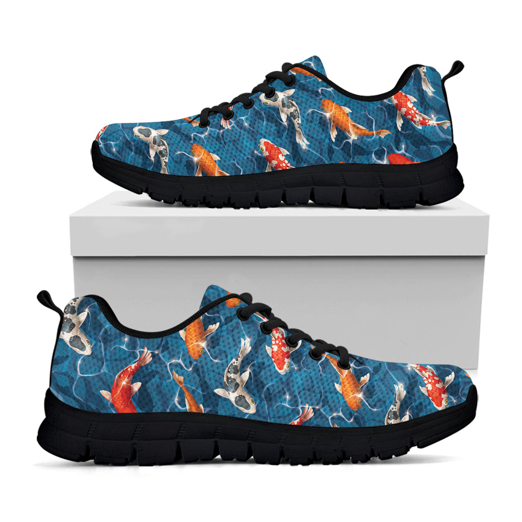 Koi Fish Pattern Print Black Sneakers