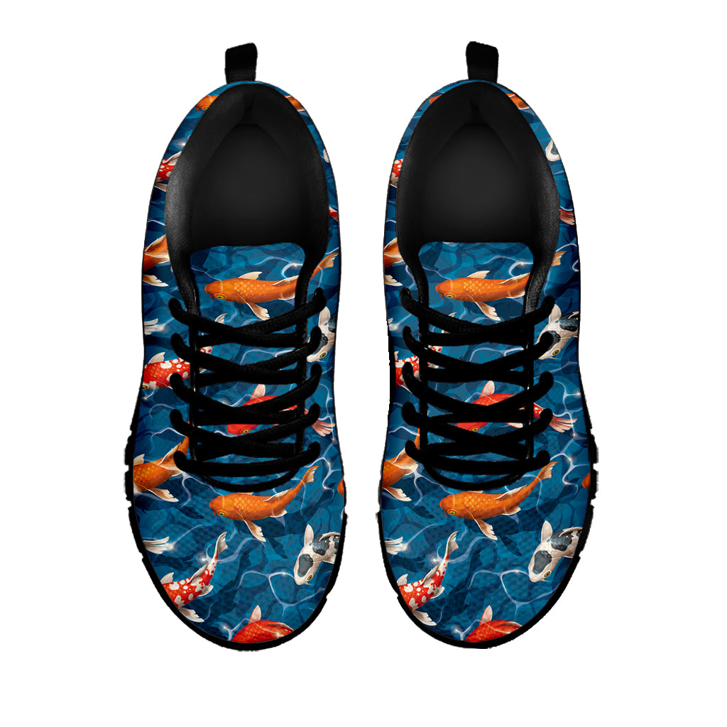 Koi Fish Pattern Print Black Sneakers