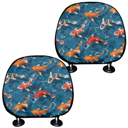 Koi Fish Pattern Print Car Headrest Covers