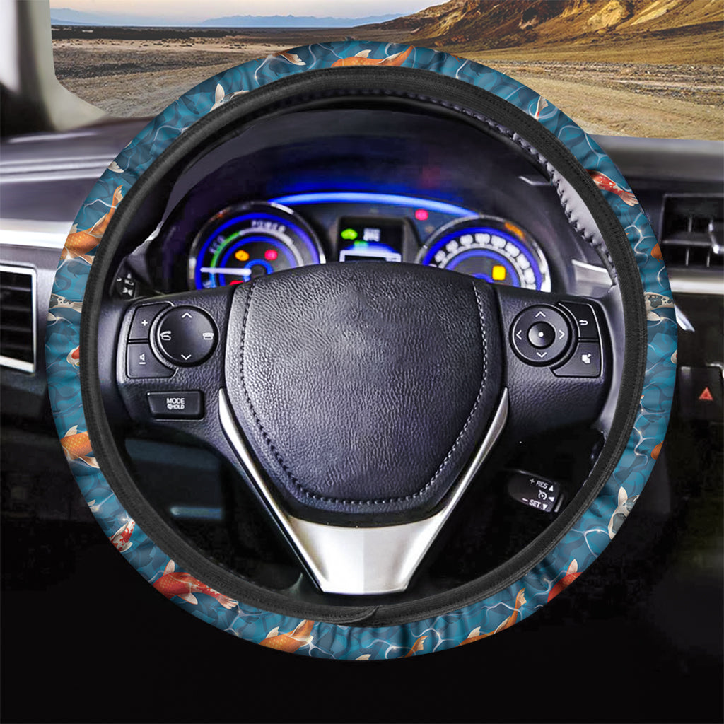 Koi Fish Pattern Print Car Steering Wheel Cover