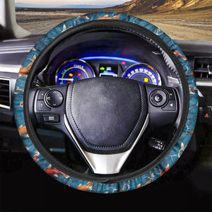 Koi Fish Pattern Print Car Steering Wheel Cover