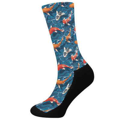 Koi Fish Pattern Print Crew Socks