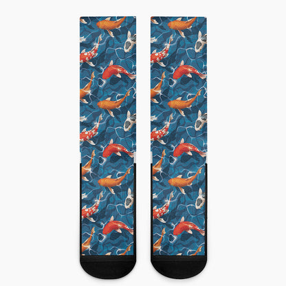 Koi Fish Pattern Print Crew Socks