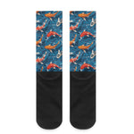 Koi Fish Pattern Print Crew Socks