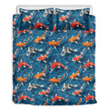 Koi Fish Pattern Print Duvet Cover Bedding Set
