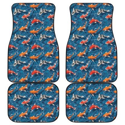 Koi Fish Pattern Print Front and Back Car Floor Mats