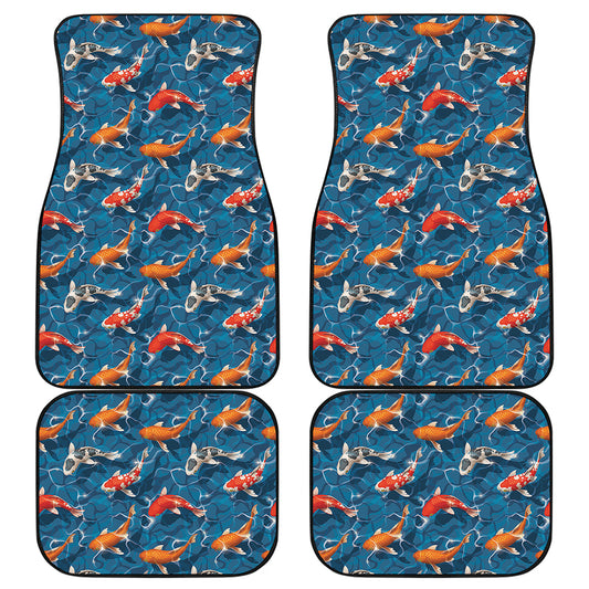 Koi Fish Pattern Print Front and Back Car Floor Mats