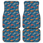 Koi Fish Pattern Print Front and Back Car Floor Mats