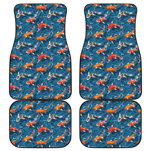 Koi Fish Pattern Print Front and Back Car Floor Mats