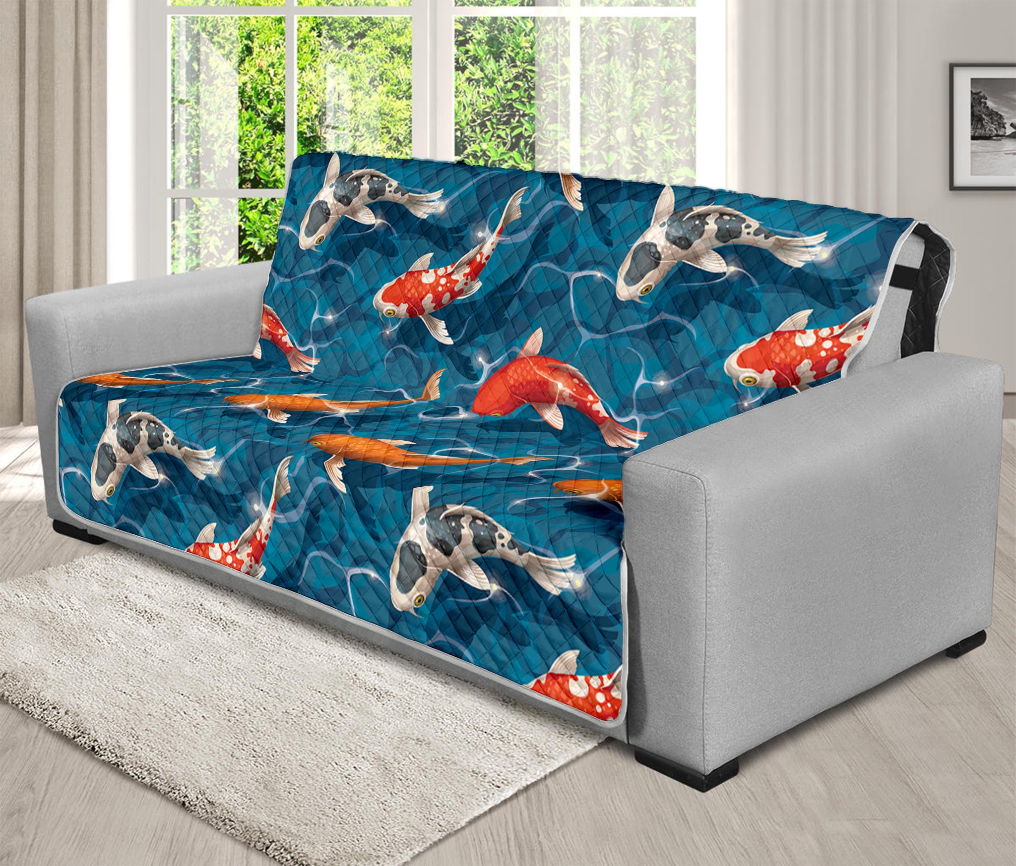 Koi Fish Pattern Print Futon Protector