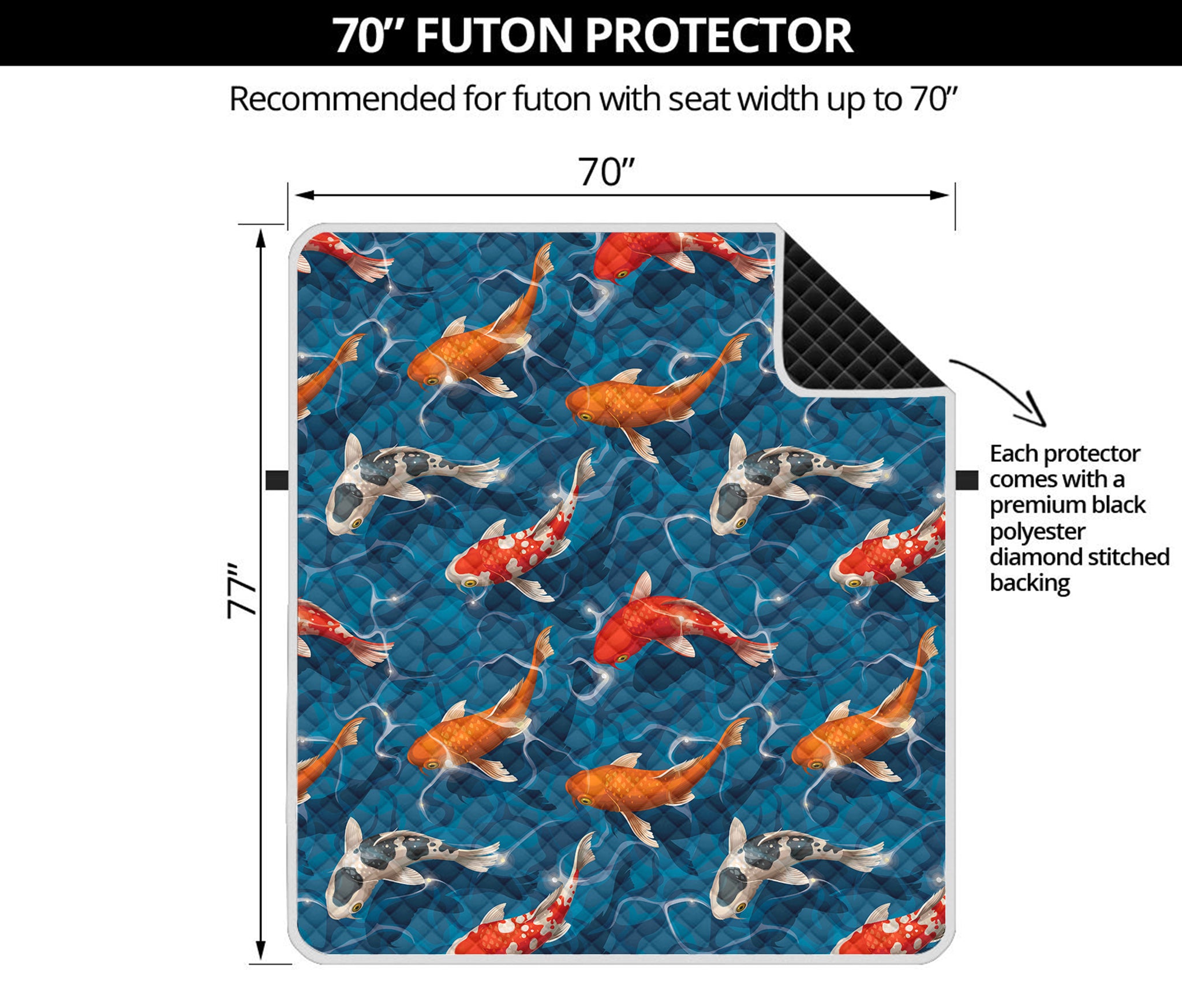 Koi Fish Pattern Print Futon Protector