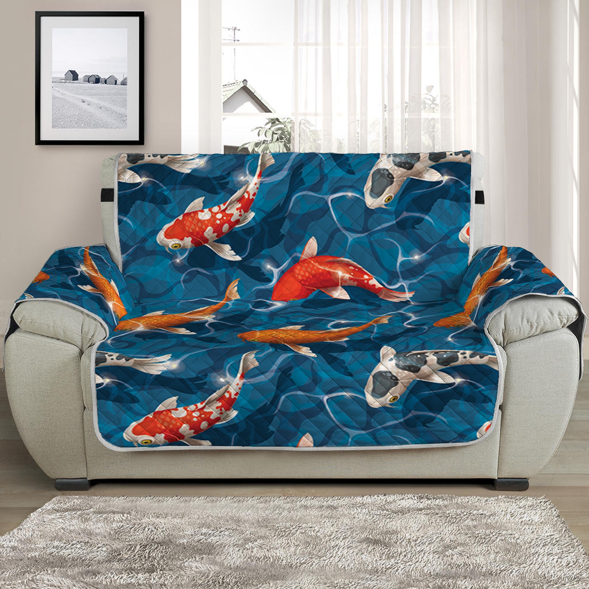 Koi Fish Pattern Print Half Sofa Protector