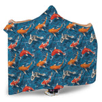 Koi Fish Pattern Print Hooded Blanket