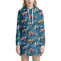 Koi Fish Pattern Print Pullover Hoodie Dress
