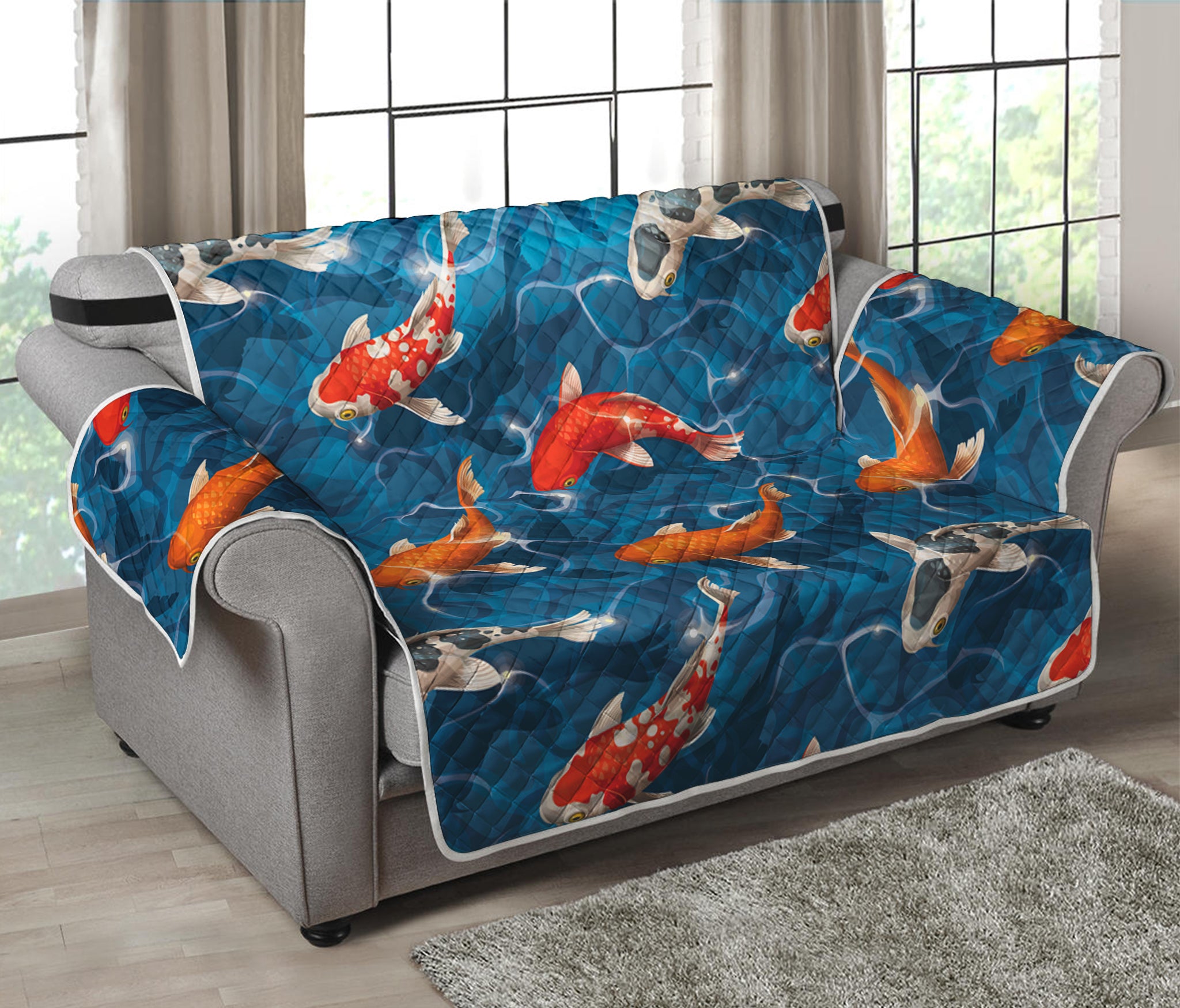 Koi Fish Pattern Print Loveseat Protector