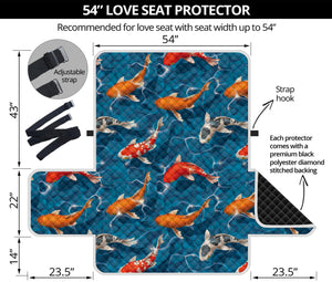 Koi Fish Pattern Print Loveseat Protector