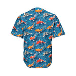 Koi Fish Pattern Print Men's Baseball Jersey