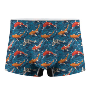 Koi Fish Pattern Print Men's Boxer Briefs