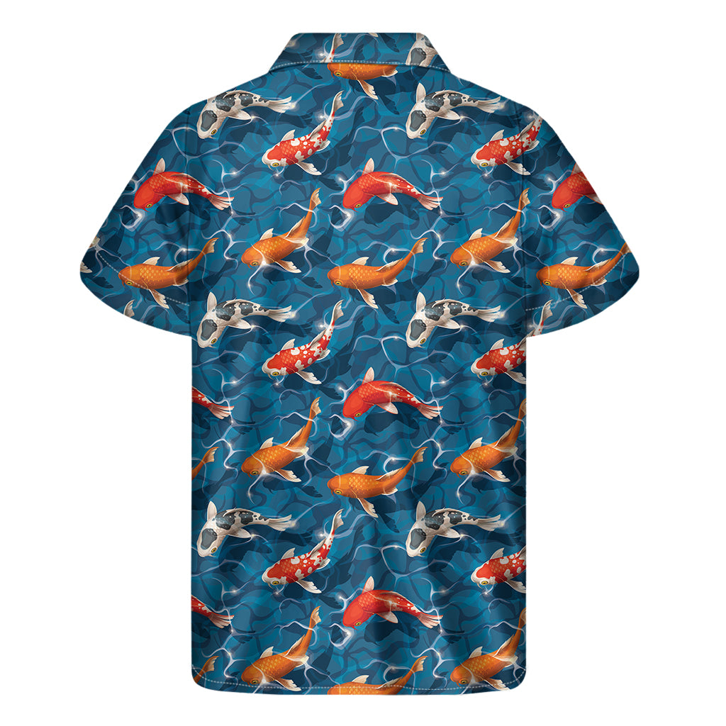 Koi Fish Pattern Print Men's Short Sleeve Shirt