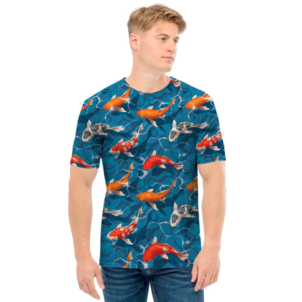 Koi Fish Pattern Print Men's T-Shirt