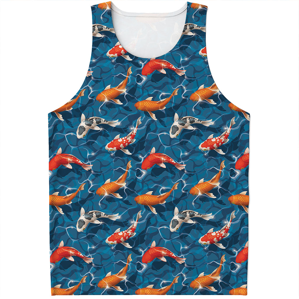 Koi Fish Pattern Print Men's Tank Top