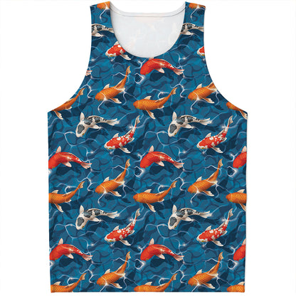 Koi Fish Pattern Print Men's Tank Top